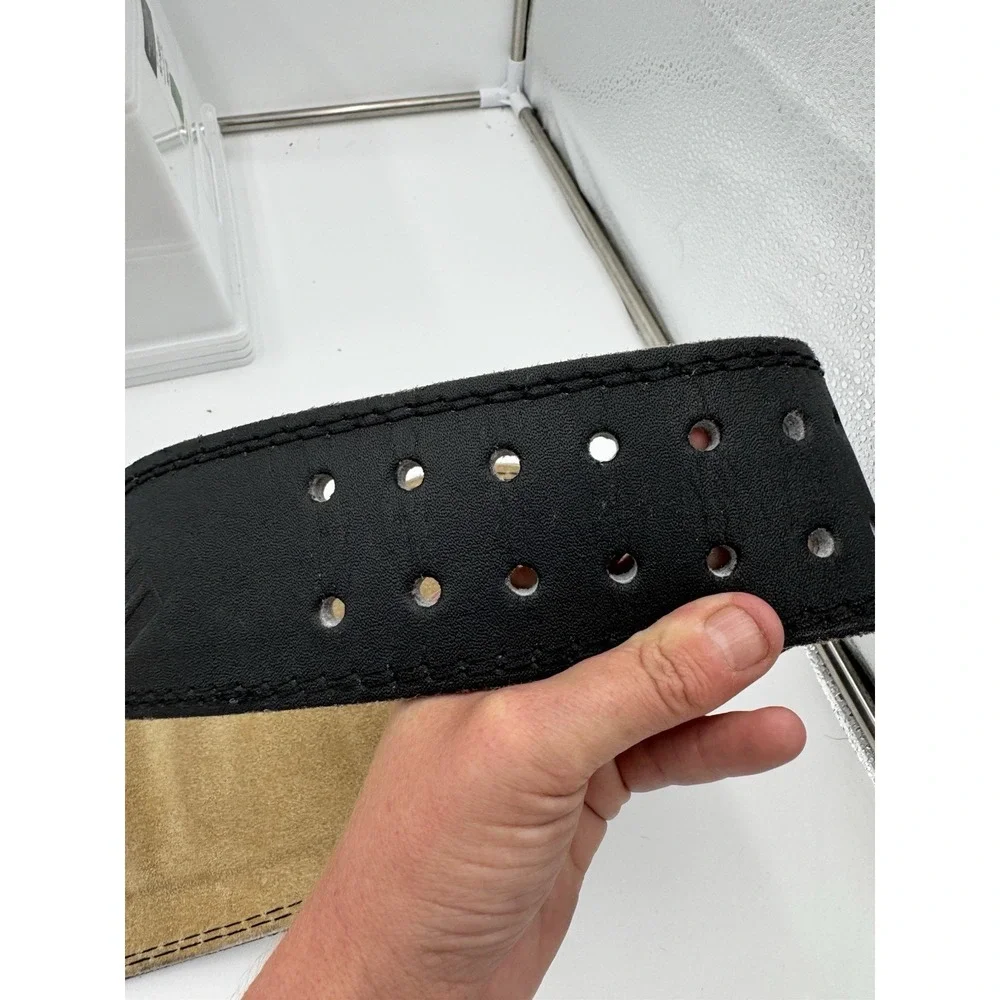 Ethos Heavy-Duty Padded Lifting Belt - Black‎ Leather & Suede - Weightlifting L